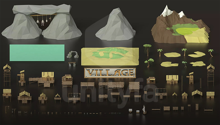 Low Poly Pirate Fisherman Village 3D Asset Pack